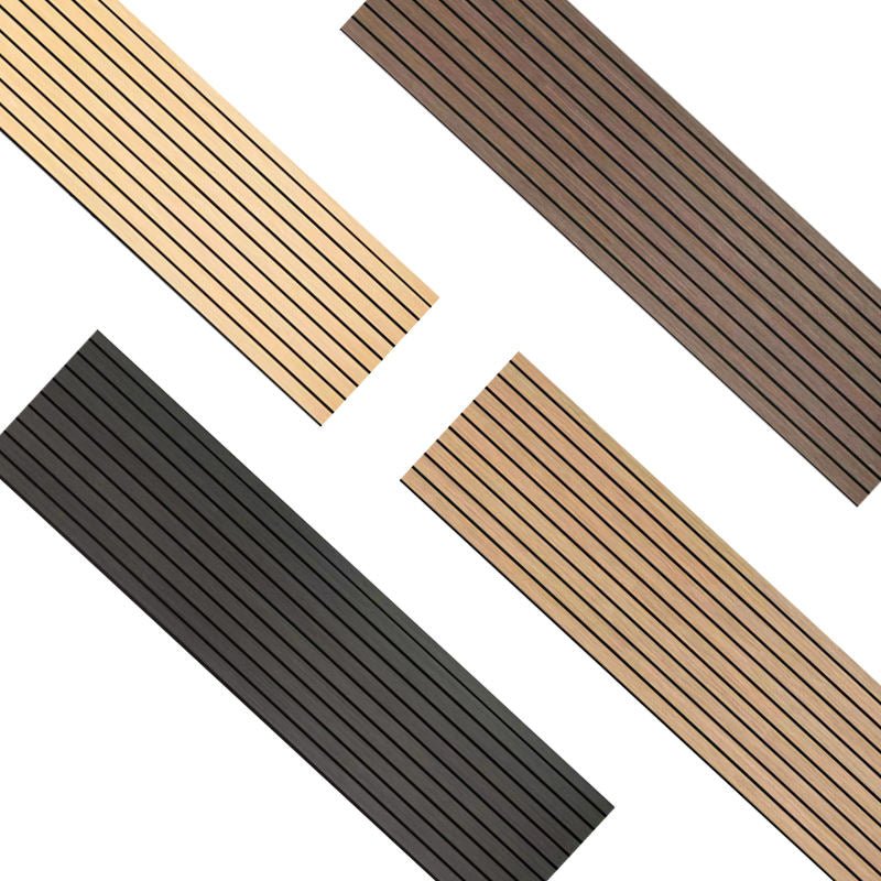 High Quality Modern Wood Veneer Slatted Wall Panels Decoration MDF Soundproof Wall Panels Custom Wood Acoustic Wall Paneling - 海智集