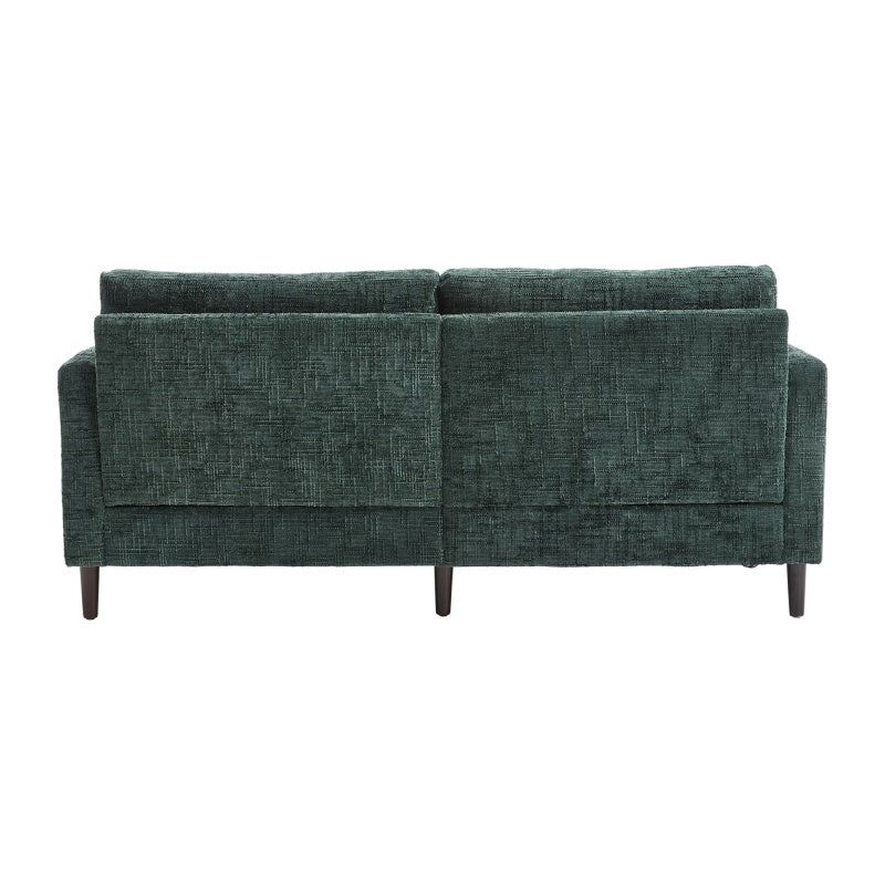 Modern Chenille 2 - Seater Sofa with LED Light, USB Charging Port, and Storage Bag in Emerald - 海智集