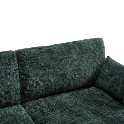Modern Chenille 2-Seater Sofa with LED Light, USB Charging Port, and Storage Bag in Emerald-海智集-Default-