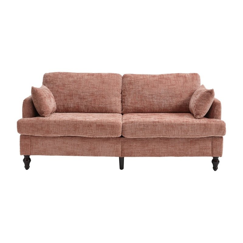 Modern Chenille 2 - Seater Sofa with LED Light, USB Port, and Storage Bag in Pink - 海智集