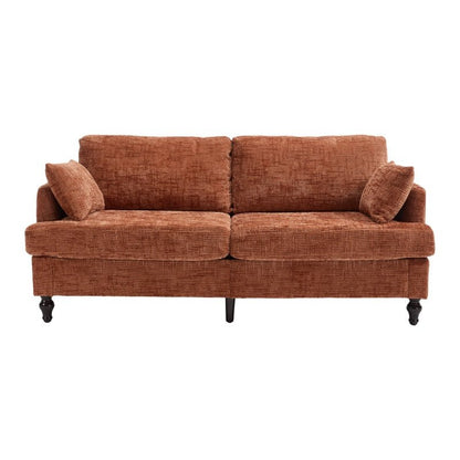 Modern Style Chenille 2-Seater Sofa with LED Light, USB Charging Port & Storage Bag in Orange-海智集-Default-