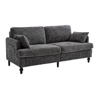 Modern Style Chenille 2-Seater Sofa with LED Light, USB Port, and Storage Bag in Gray-海智集-Default-