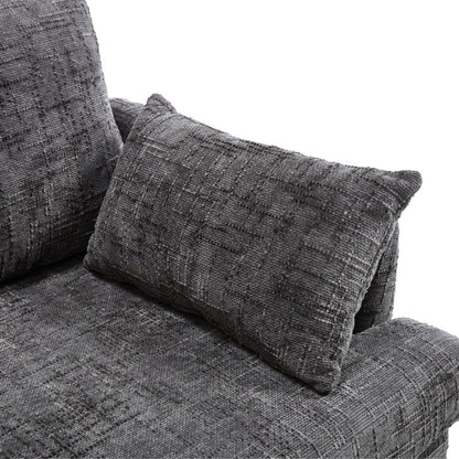 Modern Style Chenille 2-Seater Sofa with LED Light, USB Port, and Storage Bag in Gray-海智集-Default-