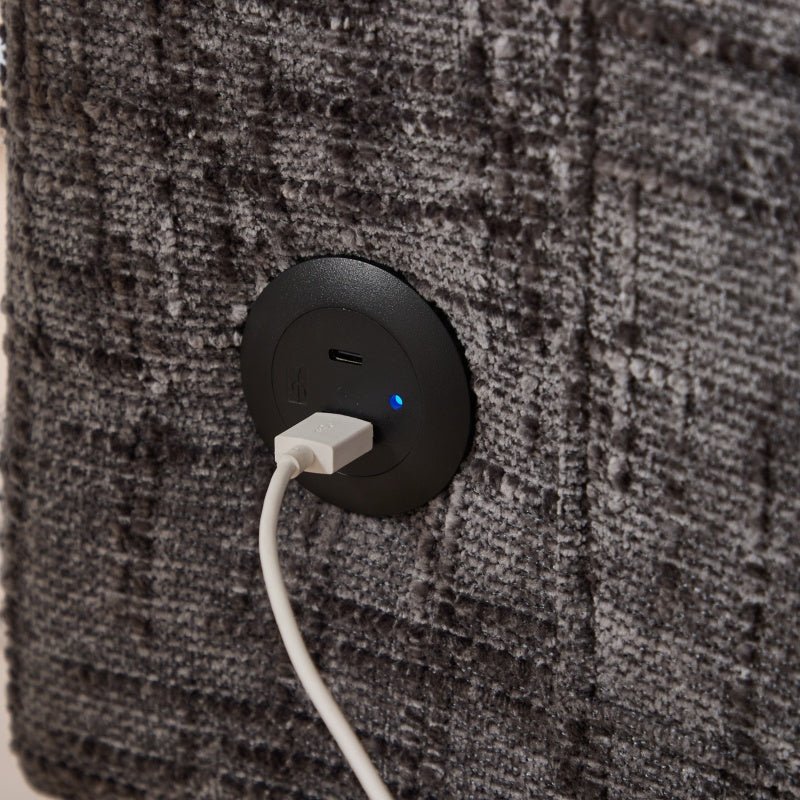 Modern Style Chenille 2 - Seater Sofa with LED Light, USB Port, and Storage Bag in Gray - 海智集