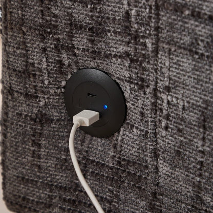 Modern Style Chenille 2 - Seater Sofa with LED Light, USB Port, and Storage Bag in Gray - 海智集