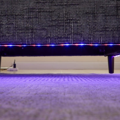 Modern Style Chenille 2 - Seater Sofa with LED Light, USB Port, and Storage Bag in Gray - 海智集