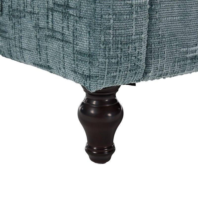 Modern Style Chenille 2 - Seater Wood - Legged Sofa with LED Light, USB Charging Port and Storage Bag in Lake Blue - 海智集