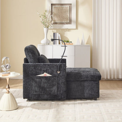 Multifunctional Lazy Person Sofa Recliner with Storage Backrest and Cell Phone Bracket in Chenille for Living Room or Bedroom-海智集-Default-