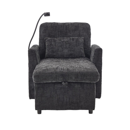 Multifunctional Lazy Person Sofa Recliner with Storage Backrest and Cell Phone Bracket in Chenille for Living Room or Bedroom-海智集-Default-