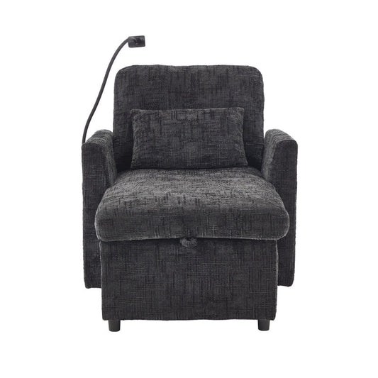Multifunctional Lazy Person Sofa Recliner with Storage Backrest and Cell Phone Bracket in Chenille for Living Room or Bedroom-海智集-Default-