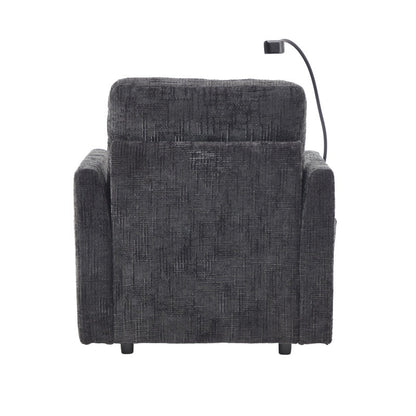 Multifunctional Lazy Person Sofa Recliner with Storage Backrest and Cell Phone Bracket in Chenille for Living Room or Bedroom - 海智集
