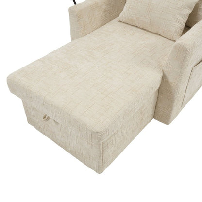 Multifunctional Lazy Person Sofa Recliner with Storage, Cell Phone Bracket, Beige Chenille, 49.21' x 32.27' x 34.25'-海智集-Default-