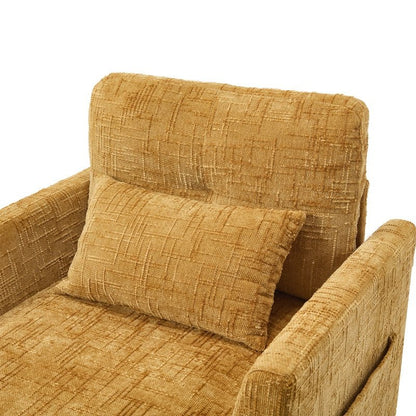 Multifunctional Lazy Sofa Recliner with Storage and Phone Bracket in Mustard Yellow Chenille for Living Room-海智集-Default-