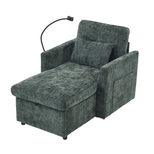 Multifunctional Recliner Sofa with Storage and Cell Phone Stand in Chenille for Living Room and Bedroom-海智集-Default-