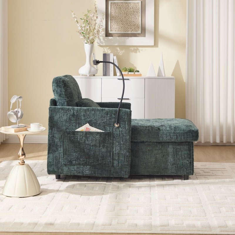 Multifunctional Recliner Sofa with Storage and Cell Phone Stand in Chenille for Living Room and Bedroom - 海智集