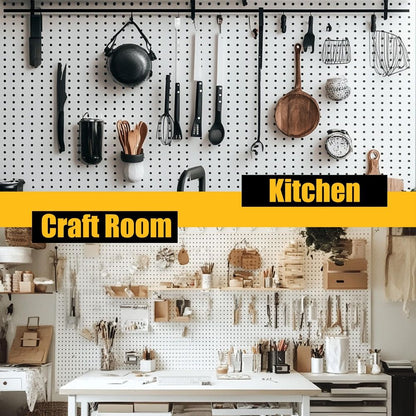 No Drill Pegboard Panels Sturdy ABS Material for Kitchen Pantry Office Files - 海智集