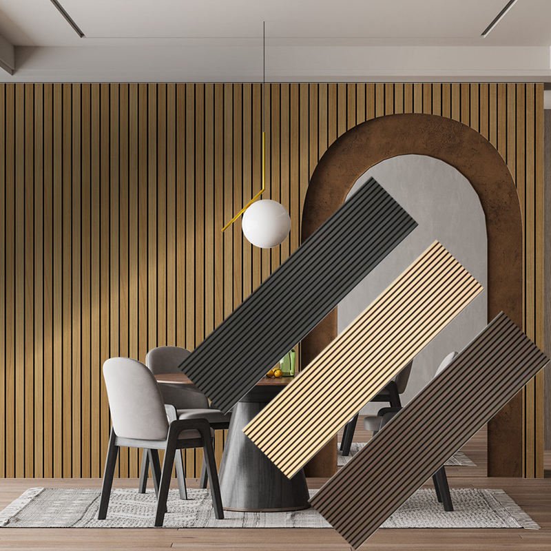 OEM Custom Modern Eco-Friendly Acoustic Wall Panel Decoration MDF Wood Veneer Wall Paneling Custom Acoustical Wall Panels - 海智集