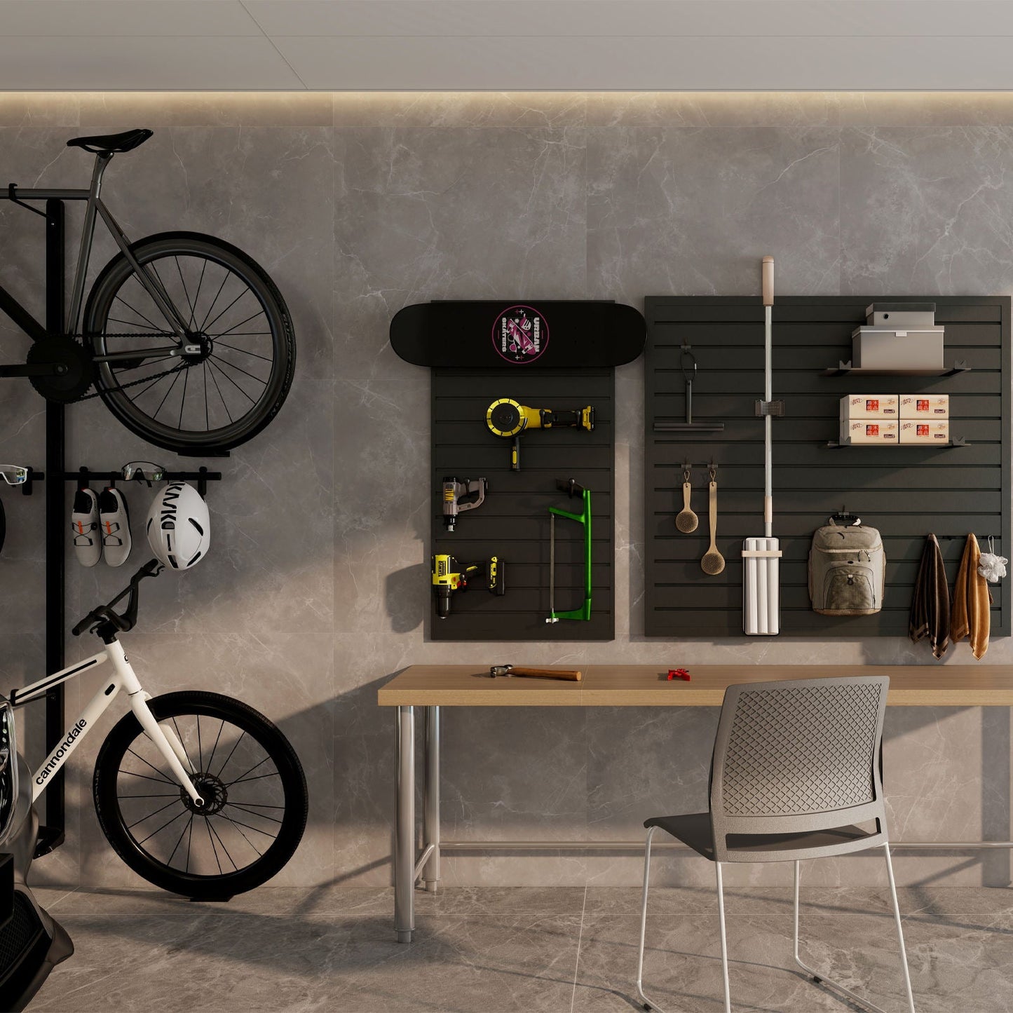 OEM Garage Slat Wall Storage Shelves Interior Living Room Custom Waterproof Slat Wall Storage Organizer Panels - 海智集