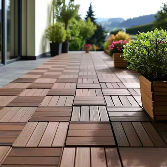 Outdoor Balcony Garden Terrace Splicing Plastic Wood Floor Exterior Interlocking Wpc Decking Tiles-海智集-