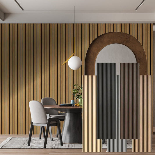 Panel Acusticos De Listones De Madera De Alta Calidad Fsilon Paneles De Pared Acusticos De Chapa De Madera Personalizados - 海智集
