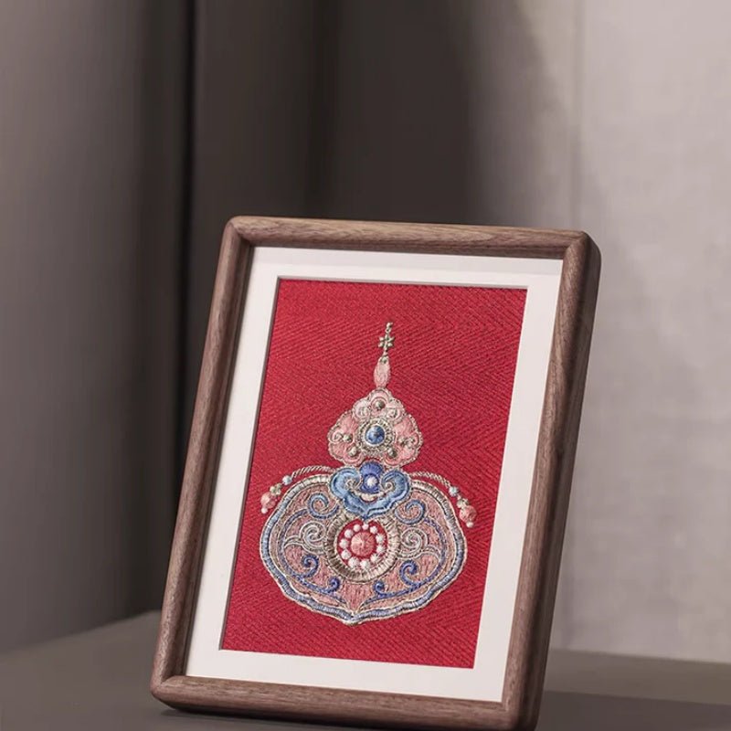 納福開運 · 福到門前刺繡畫｜七星高照 招財進寶 葫蘆吉祥掛畫 - 海智集