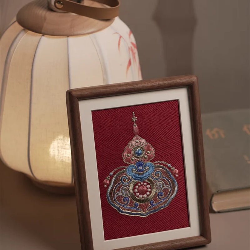 納福開運 · 福到門前刺繡畫｜七星高照 招財進寶 葫蘆吉祥掛畫 - 海智集