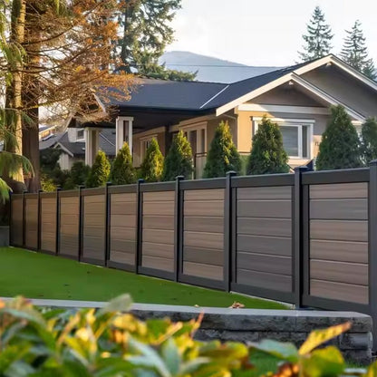 Red Cedar WPC Fence Wall Panel Outdoor Privacy Fencing Grooved WPC Louvre Fence-海智集-