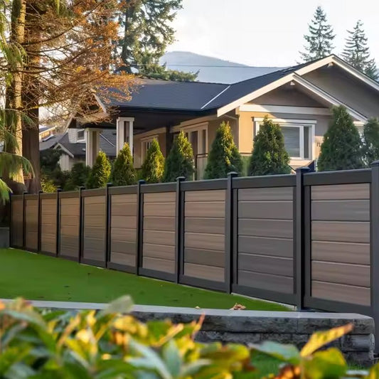 Red Cedar WPC Fence Wall Panel Outdoor Privacy Fencing Grooved WPC Louvre Fence-海智集-