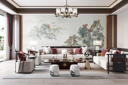 Grand Vision Wallpaper: Interpreting the serene artistic conception of romantic mountains and waters-海智集-