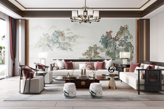 Grand Vision Wallpaper: Interpreting the serene artistic conception of romantic mountains and waters-海智集-