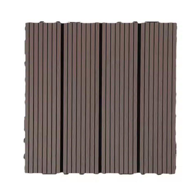 WPC Tile Teak Wood Composite Waterproof Interlocking Flooring Wood Deck Tile Plastic Base Outdoor DIY Floor Tiles-海智集-