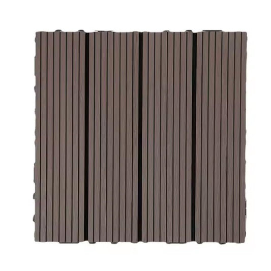 WPC Tile Teak Wood Composite Waterproof Interlocking Flooring Wood Deck Tile Plastic Base Outdoor DIY Floor Tiles-海智集-